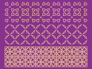 Set of seamless patterns on a colored background