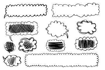 Clouds of thoughts by hand. Set text box.