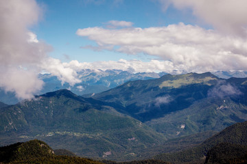 Mountain peaks above the clouds in Abkhazia