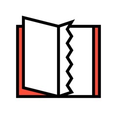 Book with missing page vector, filled style icon