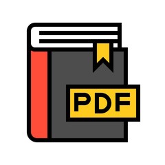 PDF book vector illustration, filled style icon