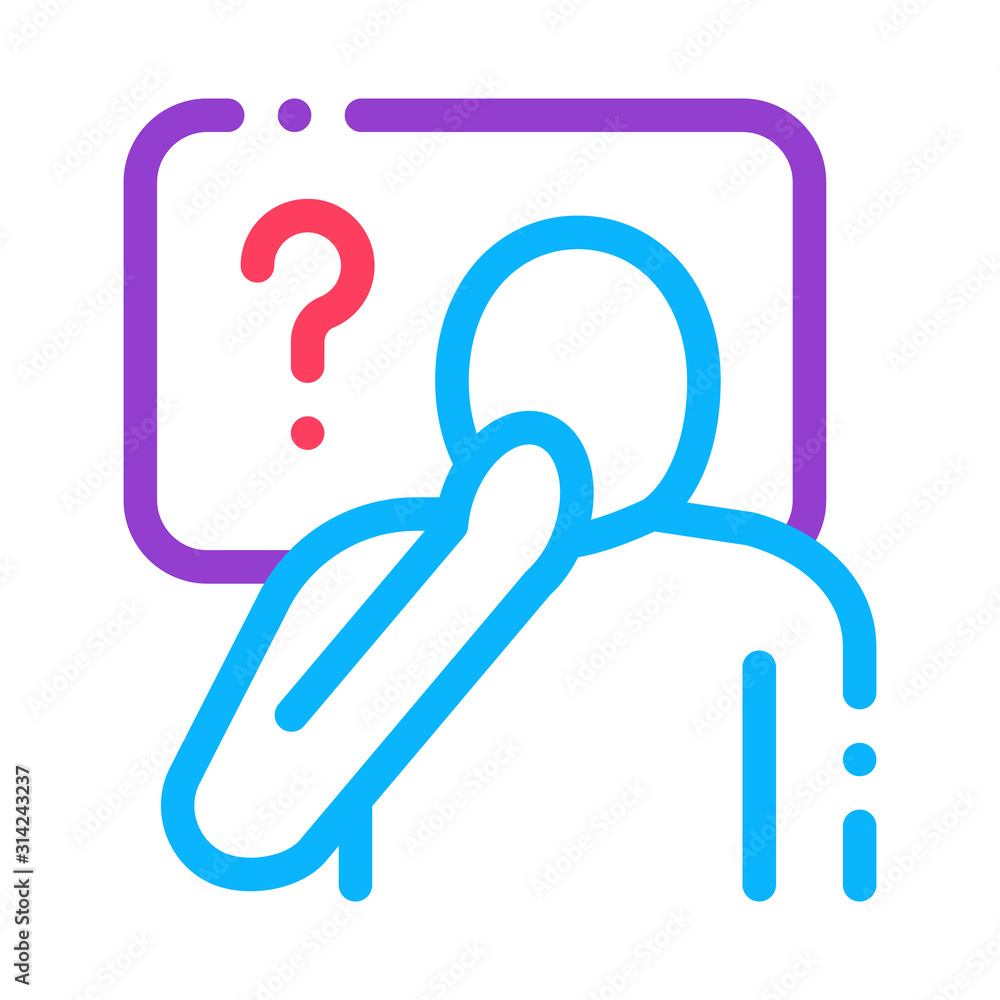 Poster man question mark frame icon vector. outline man question mark frame sign. isolated contour symbol i