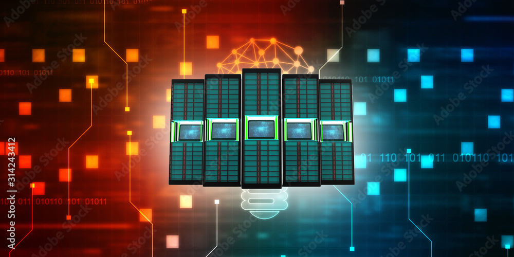 Poster 3d rendering Database storage data base