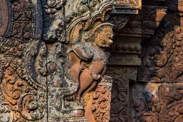 Banteay Srei is a Hindu temple dedicated to Shiva in Angkor, Cambodia