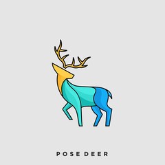 Deer Pose Illustration Vector Template