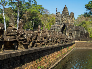 South gate to angkor thom in Cambodia, Asia