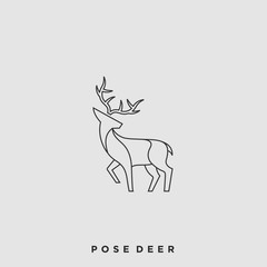Pose Deer Illustration Vector Template