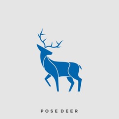 Deer Pose Color Illustration Vector Template