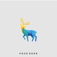 Deer Pose Illustration Vector Template