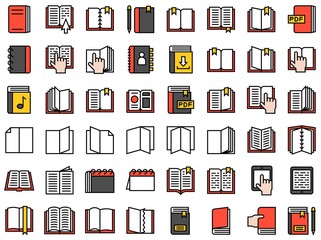 Book and Notebook vector filled icon set