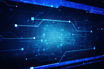 2d illustration Abstract futuristic electronic circuit technology background