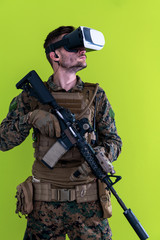soldier virtual reality green background