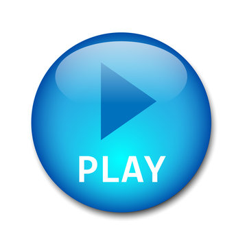 Blue round vector PLAY web button with play symbol