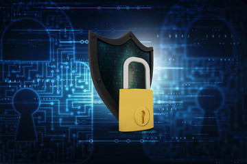 Security shield 3d illustration