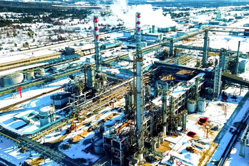 top view of the oil refinery