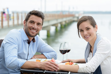couple having dinner outdoors