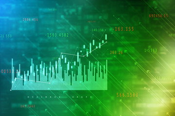 2d rendering Stock market online business concept. business Graph 