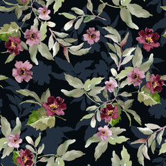 Seamless watercolor pattern on a dark background - 314248000