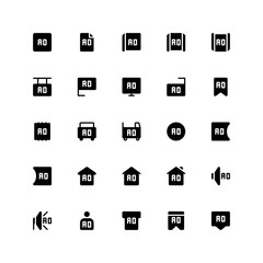 Set of traditional advertisement glyph style icon - vector
