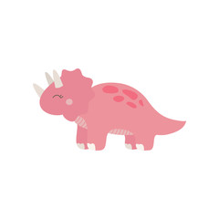 Prehistoric dinosaur vector illustration. Hand drawn Triceratops dinosaur. Isolated. © kikivagnerova