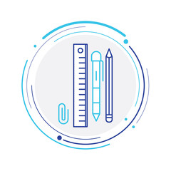 Pencil and ruler crossed line icon stock illustration