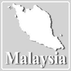 gray icon with white silhouette of a map Malaysia