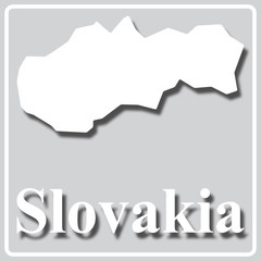 Obraz premium gray icon with white silhouette of a map Slovakia