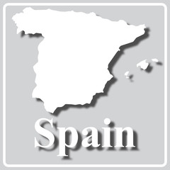 gray icon with white silhouette of a map Spain