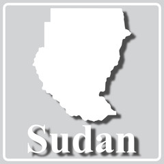 Obraz premium gray icon with white silhouette of a map Sudan