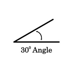 30 degree angle icon, isolated on white, vector illustration.