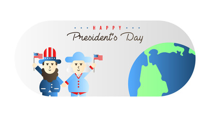 Abraham Lincoln and George Washington Cartoon in President's Day Illustration Vector