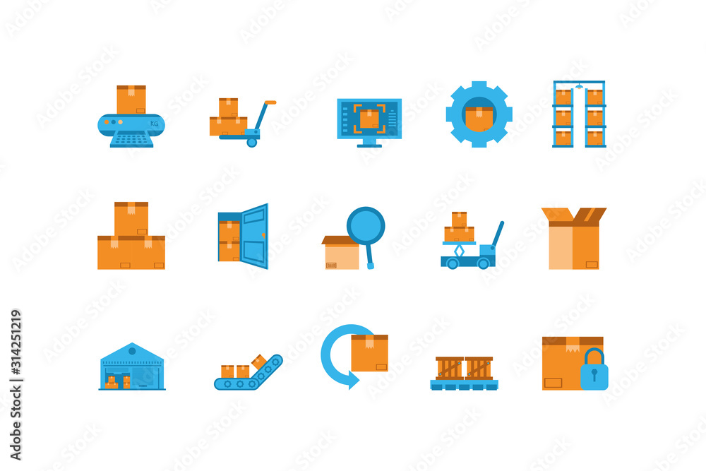Poster isolated delivery icon set vector design