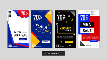 Sale mobile template collection for promotion sale with geometric style. Editable mobile banner for social media post, web and internet.