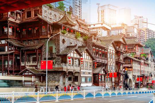 China Chongqing traditional houses on stilts