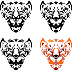 Cat head stylized vector tribal ornament