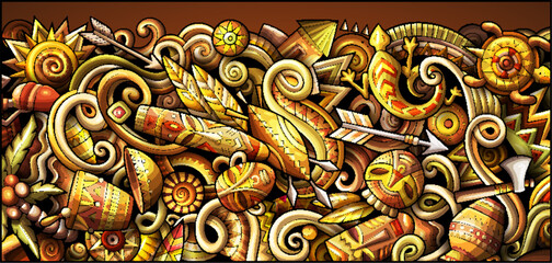 Africa hand drawn doodle banner. Cartoon detailed flyer.