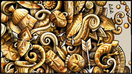 Africa hand drawn doodle banner. Cartoon detailed flyer.