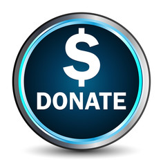 Donate Dollar Sign Icon Isolated on Glossy Blue Button