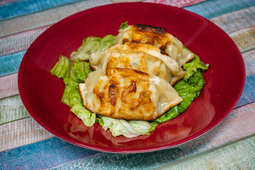 Chinese food Fried dumplings on plate