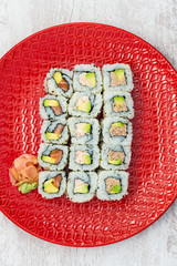 Japanese food Sushi Roll Maki of Salmon and avocado
