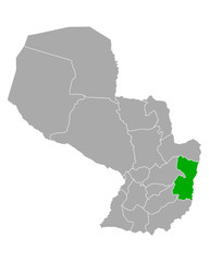 Fototapeta premium Karte von Alto Parana in Paraguay