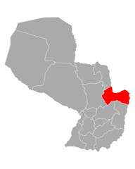Karte von Canindeyu in Paraguay