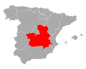 Karte von Kastilien-La Mancha in Spanien