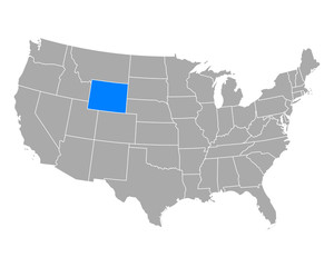 Fototapeta premium Mapa Wyoming w USA