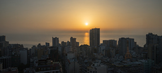 Skyline of Beirut at sunset. Beirut. Lebanon - June, 2019
