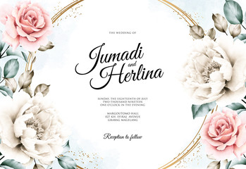 Wedding card background with beautiful floral watercolor