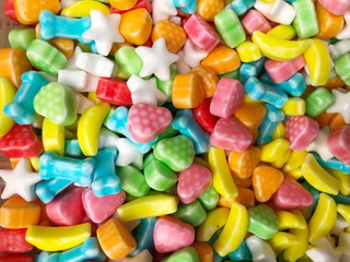 Closeup Mixed colorful candies background
