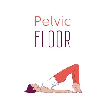 Exercises to strengthen the muscles of the vagina and pelvic floor muscles. Kegel exercises. Vector illustration isolated on white background. Simple line style.