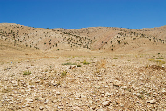 Dry mountain landscape near Yasuj, Iran.