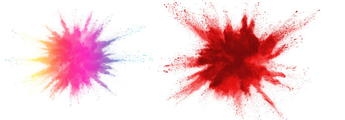 Fototapeta na wymiar Red powder explosion on white background.